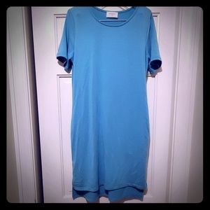 Teal t shirt dress with pockets SMALL
